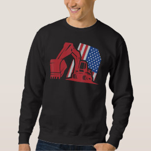 Sweatshirt Usa Drapeau Excavateur de construction Travailleur