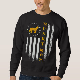 Sweatshirt Usa Drapeau Fière Sibérienne Husky Chig Maman