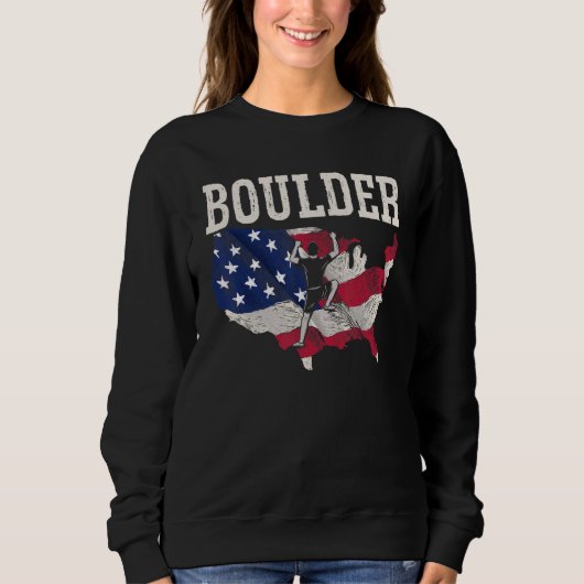 Sweatshirt USA Flag American Boulderer Rock Climbing Boulderi (Devant)