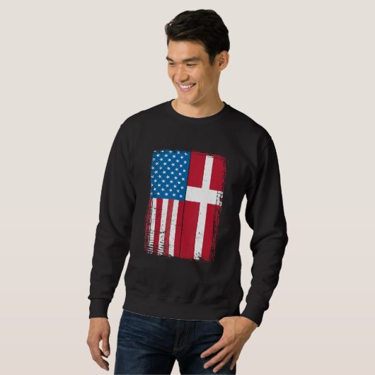 Sweatshirt USA Flag Denmark Danish (Devant entier)