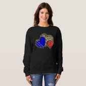 Sweatshirt USA Flag Heart 4th Of July Leopard Patriotic Red W (Devant entier)