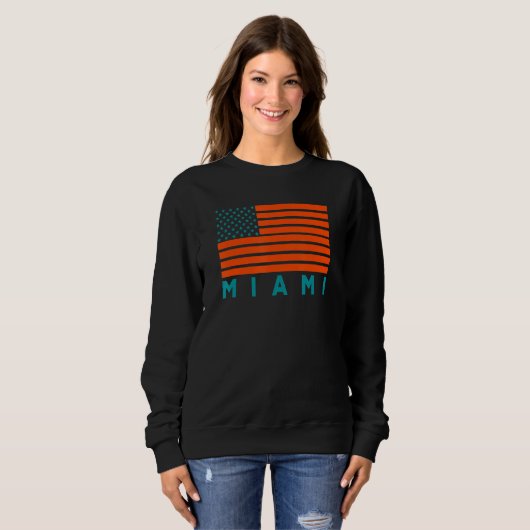 Sweatshirt USA Flag Miami OrangeTeal-GreenBlue Miami FL Ameri (Devant entier)