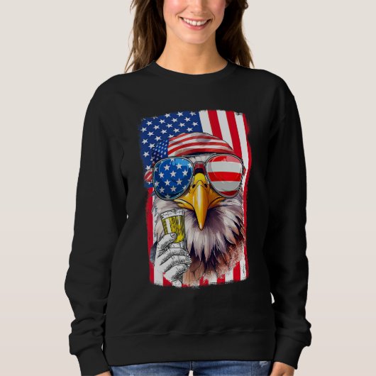 Sweatshirt USA Flag Patriotic Eagle Sunglasses 4th Of July Be (Devant)