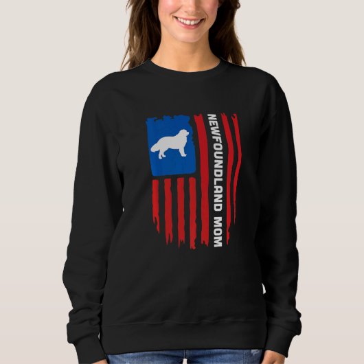 Sweatshirt USA flag Patriotic Newfoundland Mom (Devant)