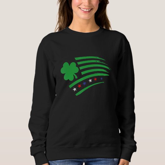 Sweatshirt USA Irish Flag  Clover Shamrock  Ireland America (Devant)