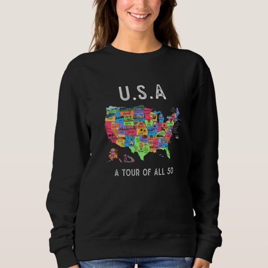 Sweatshirt USA Travel Visit 50 States Map 2 (Devant)