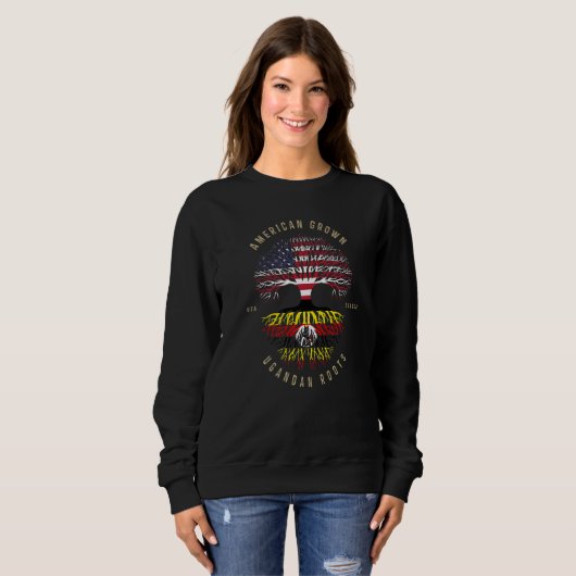 Sweatshirt USA & Uganda Flags American Grown Ugandan Roots (Devant entier)
