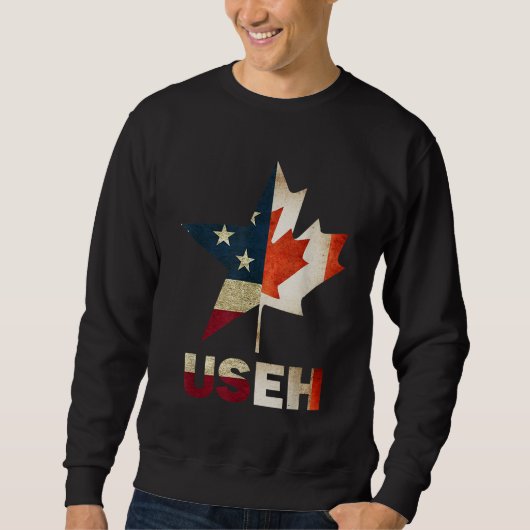 Sweatshirt USEH Leaf drapeau canadien américain Canada États- (Devant)