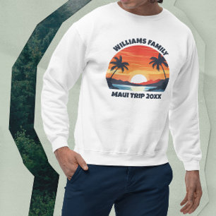 Sweatshirt Vacances à Maui Lever de Soleil Palmiers Personnal