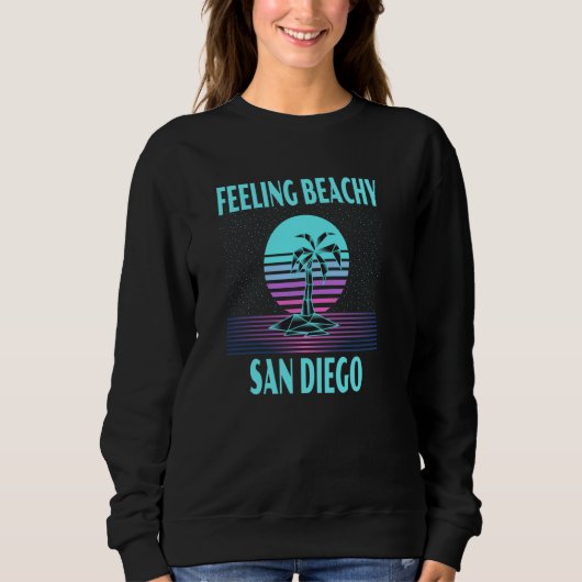 Sweatshirt Vacances à San Diego Palmier Cool (Devant)