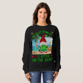 Sweatshirt Vacances De Noël Sur La Plage Drôle Gnome (Devant entier)