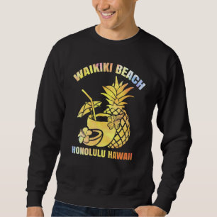 Sweatshirt Vacances d'été Rétro Honolulu Hawaii Waikiki Plage