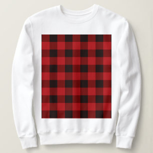 Sweatshirt vacances d'hiver rustique plaid de buffle noir rou
