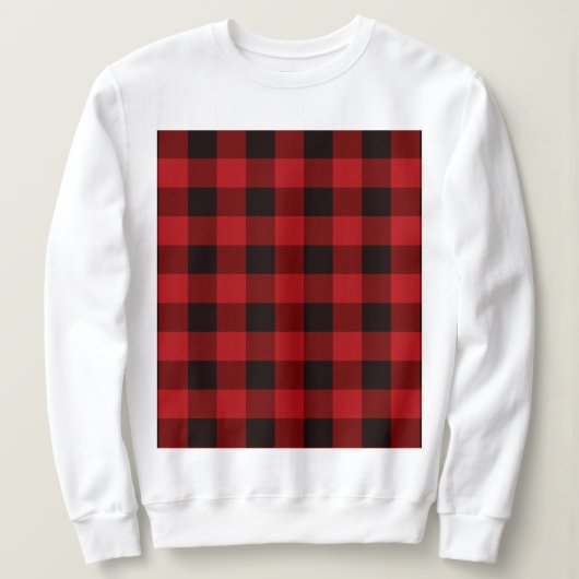 Sweatshirt vacances d'hiver rustique plaid de buffle noir rou (Design devant)