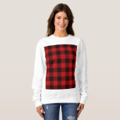 Sweatshirt vacances d'hiver rustique plaid de buffle noir rou (Devant entier)