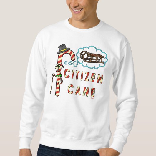 Sweatshirt Vacances laides de Noël de calembour de canne (Devant)