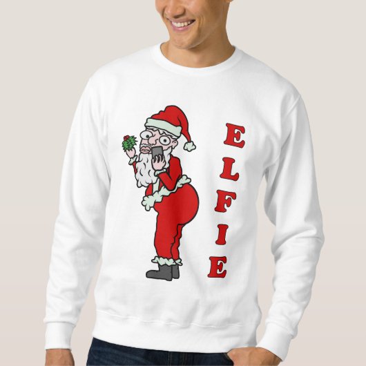 Sweatshirt Vacances laides drôles de Père Noël Elfie de Noël (Devant)