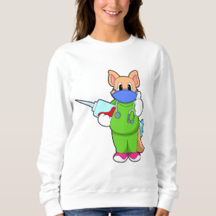 Sweatshirt Vaccination au chat avec seringue