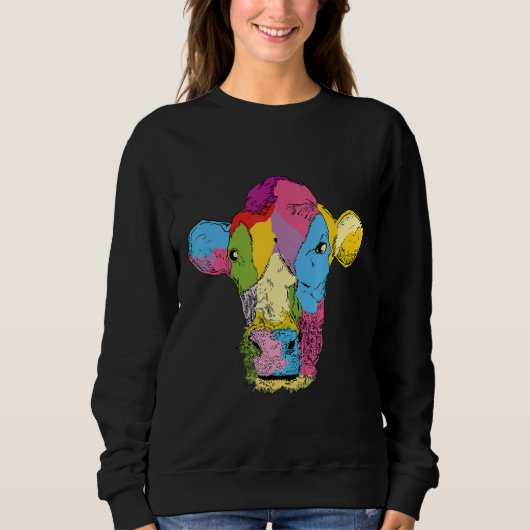 Sweatshirt Vache Animaux colorés Ferme Hommes (Devant)
