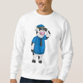 Sweatshirt Vache comme agent de police avec casquette de poli (Devant)