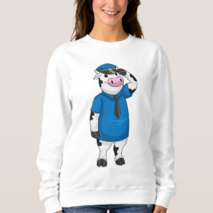 Sweatshirt Vache comme agent de police avec casquette de poli