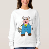 Sweatshirt Vache comme artisan avec marteau (Devant)
