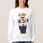 Sweatshirt Vache comme enseignant avec Cravate (Devant)