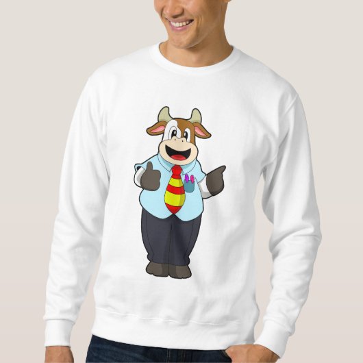 Sweatshirt Vache comme enseignant avec Cravate (Devant)
