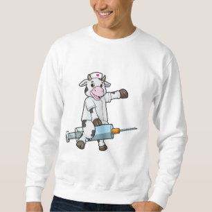 Sweatshirt Vache comme infirmière avec coeur et seringue
