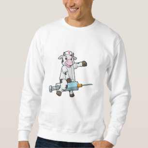 Sweatshirt Vache comme infirmière avec coeur et seringue