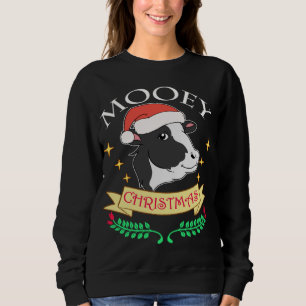 Sweatshirt Vache de Noël Mooey portant le chapeau de Noël mig