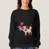 Sweatshirt Vache Graphiste Rouge Blanc Bleu Décor 4 De (Devant)