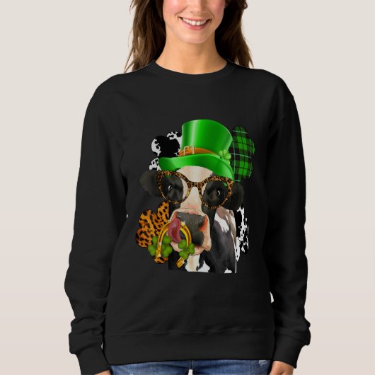 Sweatshirt Vache Highland Avec C St Patrick Day Cheval Leopar (Devant)