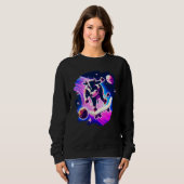 Sweatshirt Vache planchant dans l'espace rétro vintage ska (Devant entier)