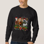 Sweatshirt Vache Reindeer Casquette Père Noël Noël Lumière Dr (Devant)