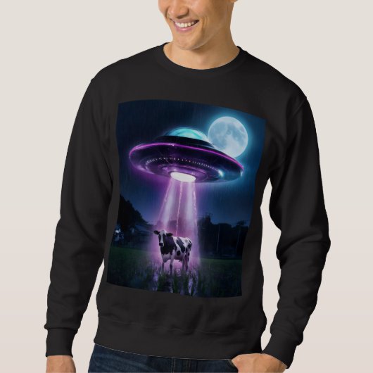 Sweatshirt Vache rencontre des aliens. (Devant)