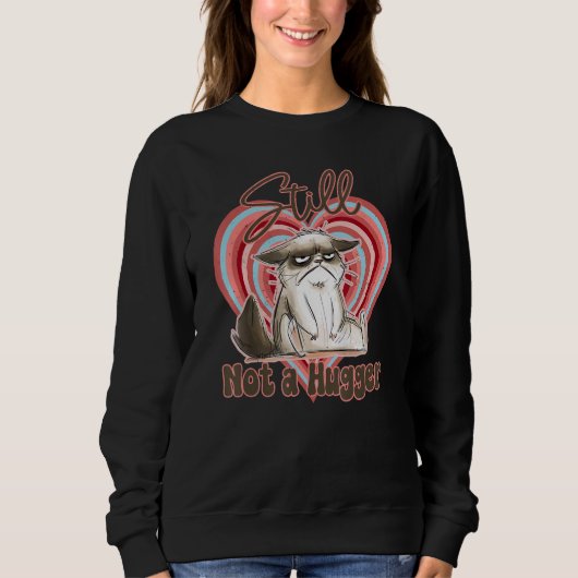 Sweatshirt Valentine Angry Cat Still Not a Hugger No Hugs Ple (Devant)
