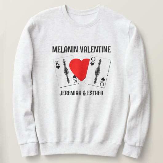 Sweatshirt Valentine BLACK REEN KING CARTES DE JEU Couples (Design devant)