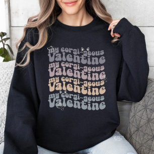 Sweatshirt Valentine Corgi Maman Retro Personnalisable