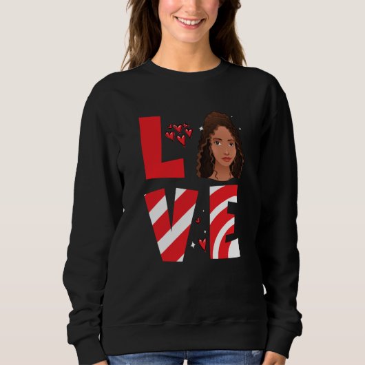Sweatshirt Valentine Days Black African American Costume Mela (Devant)