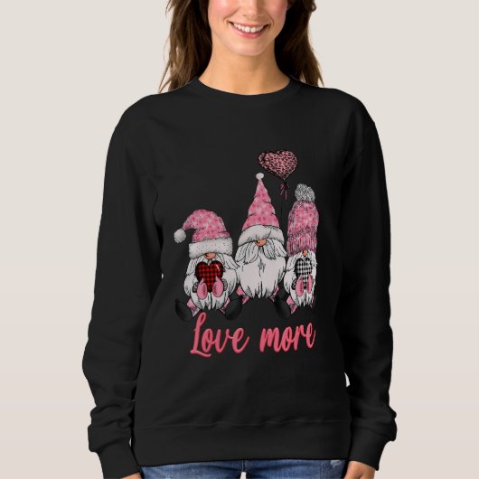 Sweatshirt Valentine Gnomes Cute Loves More Heart Buffalo Red (Devant)