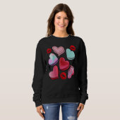 Sweatshirt Valentine Sweet Candy Heart Kiss Lips Happy Valent (Devant entier)