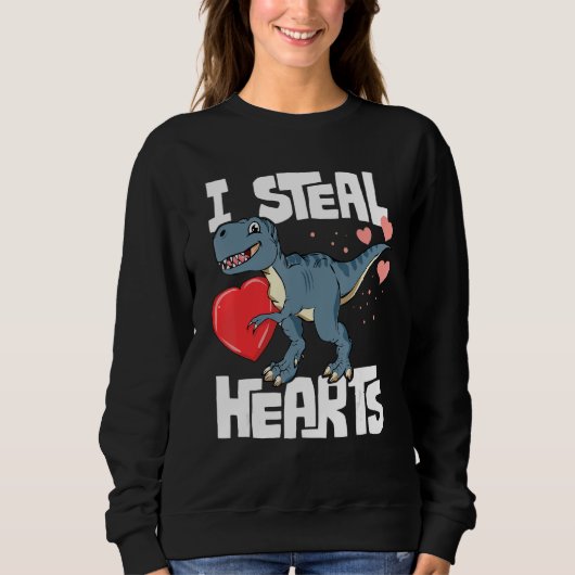 Sweatshirt Valentines Day Boys T Rex Dinosaur I Steal Hearts (Devant)