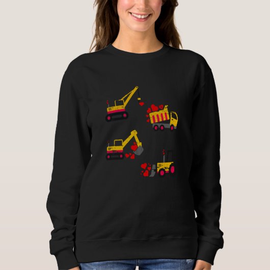 Sweatshirt Valentines Day Construction Trucks Boys Kids Toddl (Devant)