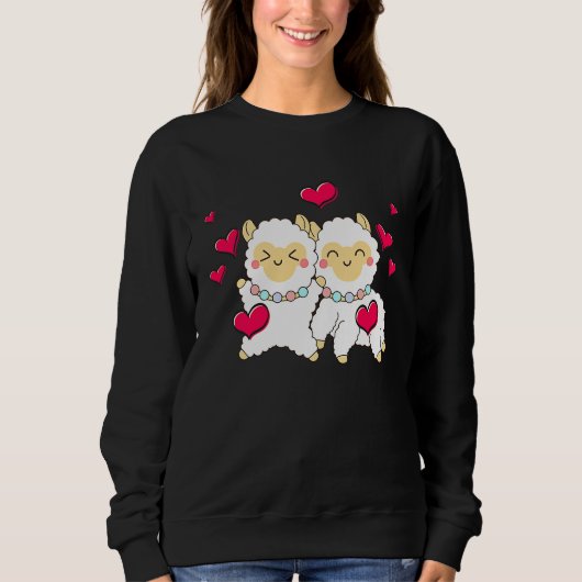 Sweatshirt Valentines Day Cute Alpaca Boyfriend Girlfriend (Devant)