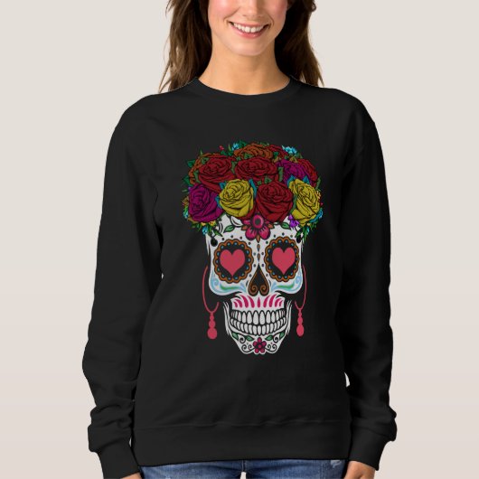 Sweatshirt Valentines Day Dia De Los Muertos Roses Valentine (Devant)