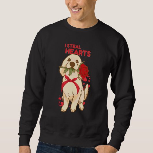 Sweatshirt Valentine's Day Dog I Steal Hearts Retriever (Devant)