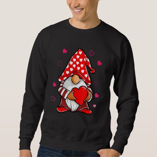 Sweatshirt Valentines Day Gnome Love Holding Red Heart (Devant)
