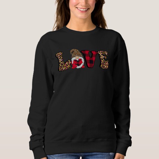Sweatshirt Valentines Day Gnomes Love Heart Leopard Plaid Wom (Devant)