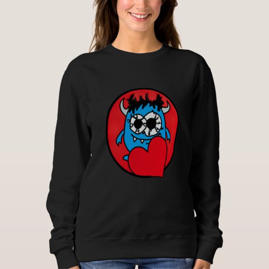 Sweatshirt Valentine's Day hearts monster 4 (Devant)